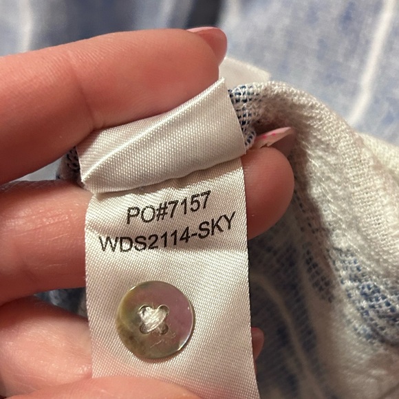 Faherty Sky Blue Tie Dye Linen Blend Shirt Dress Size Small summer beach resort - Picture 8 of 15